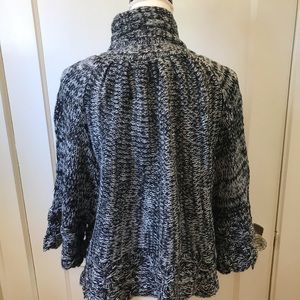 Fashion Blvd Sweaters - Gray/Black Knit Buttoned Sweater Cape Fashion Blvd Sweaters - Gray/Black Knit Buttoned Sweater Cape